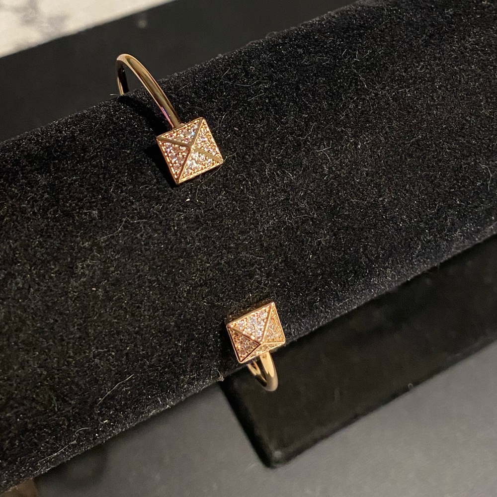 Landau Gold Tone Pyramid Rhinestone Cuff Bracelet.
